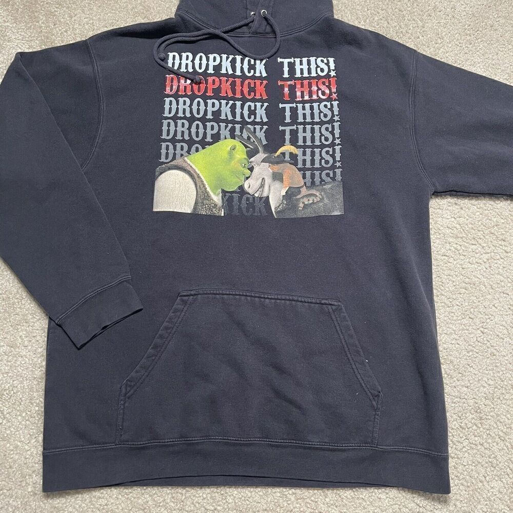 Rare Shrek Dropkick This Movie Musical Hoodie Official Sweatshirt Black Large